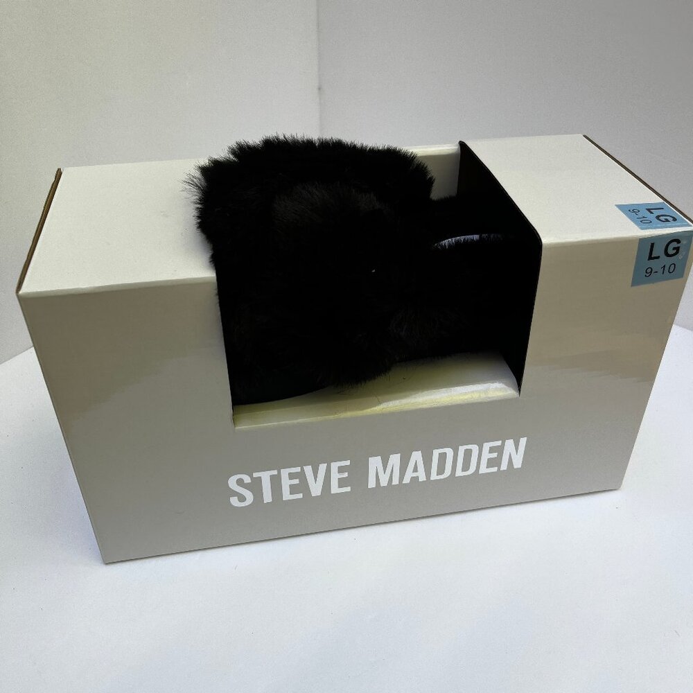 Steve Madden Black Slippers 9/10 - Cozy Comfy Faux Fur Criss Cross Slippers